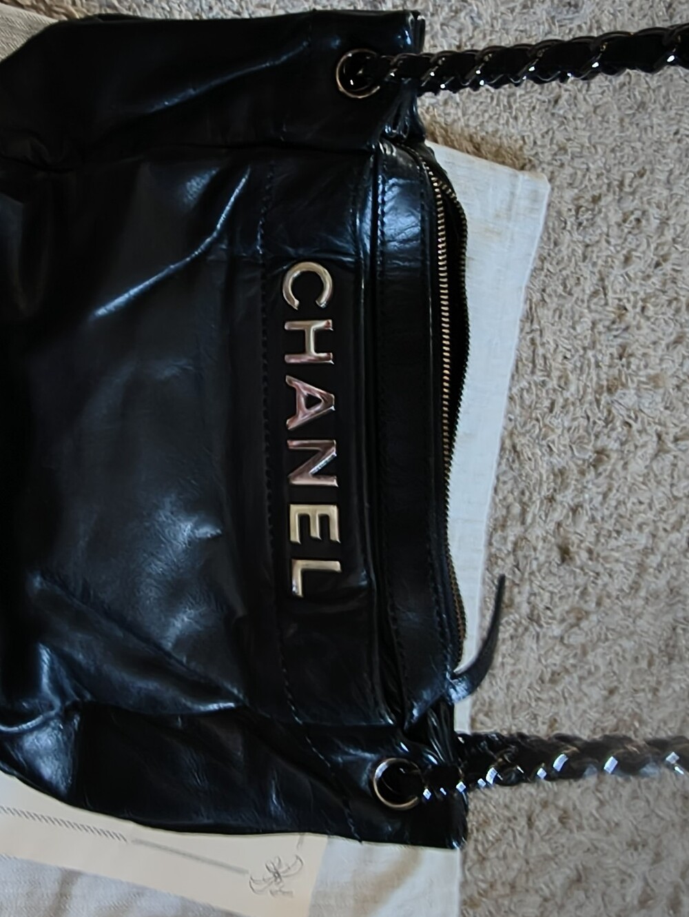 For Trade CHANEL Black LAX Accordion Leather Shoulder Bag - Picture 9 of 14